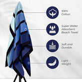 Faded Stripe Cotton Oversized Cotton 4 Piece Beach Towel Set